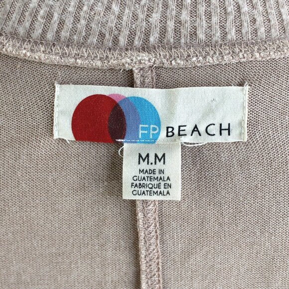 Free People Beach Pullover Top Womens Sz M Tan Long Bishop Sleeve Drop Shoulder - Picture 7 of 7